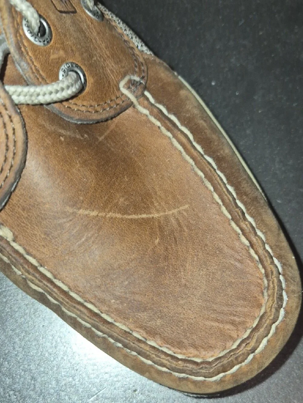 Sperry Brown Leather Boat Shoes with Cream Sole